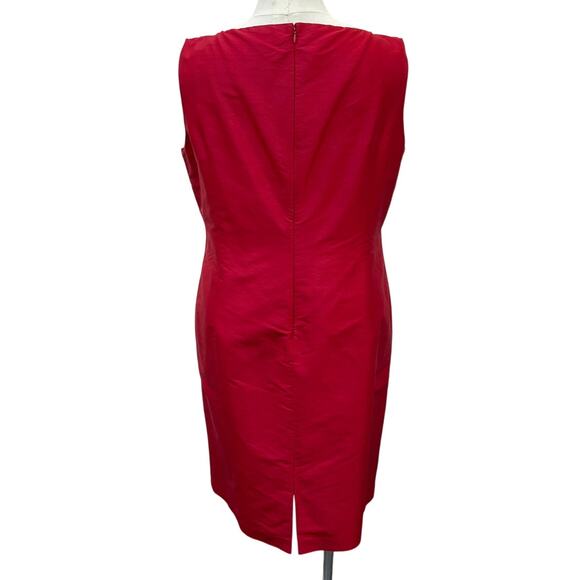 NWT Lafayette 148 Silk Sleeveless Sheath Dress Women's Size 18 Red - Picture 2 of 4